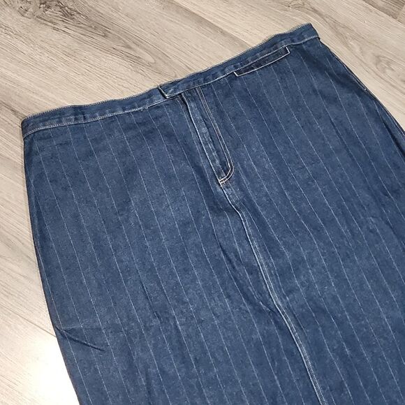 Vintage Carolina Blues Maxi Pin Striped Denim Skirt - Picture 2 of 6